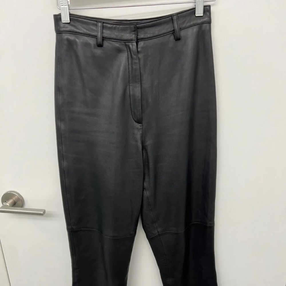 Reformation x Veda Black Leather Pant, Size 2